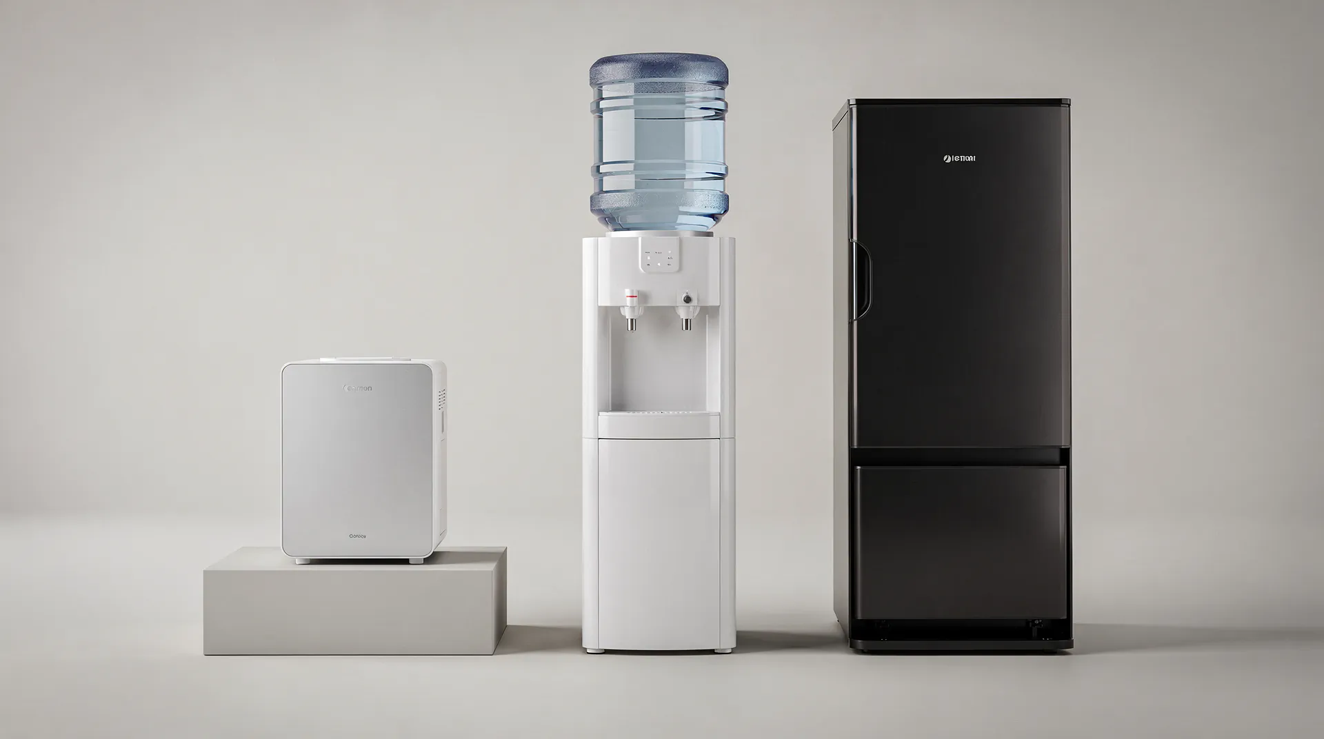 Trois types de fontaines à bonbonne d'eau pour particulier comparées côte à côte